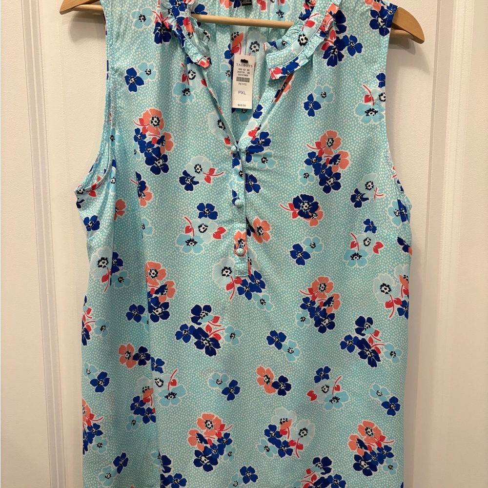 Floral Sleeveless Top - Blue and Pink